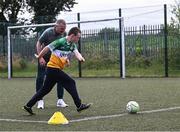 14 July 2025; Republic of Ireland U21's head coach Jim Crawford coaching Shane Boland at a MiWadi FAI Football Camp at Tullamore Town FC in Tullamore, Offaly. Photo by Piaras Ó Mídheach/Sportsfile