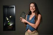 14 July 2025; Louth captain Áine Breen pictured with The Croke Park Hotel/LGFA Player of the Month award for June 2025 at The Croke Park Hotel in Jones Road, Dublin. Team captain Áine has been in superb form for Louth during their progress to the TG4 All-Ireland Junior Championship Final on Sunday August 3rd. Photo by Sam Barnes/Sportsfile