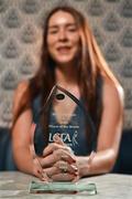 14 July 2025; Louth captain Áine Breen pictured with The Croke Park Hotel/LGFA Player of the Month award for June 2025 at The Croke Park Hotel in Jones Road, Dublin. Team captain Áine has been in superb form for Louth during their progress to the TG4 All-Ireland Junior Championship Final on Sunday August 3rd. Photo by Sam Barnes/Sportsfile