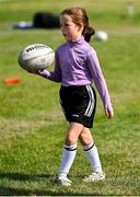 14 July 2025; A participant during a Bank of Ireland Leinster Rugby Summer Camp at Balbriggan RFC in Dublin. Photo by Piaras Ó Mídheach/Sportsfile