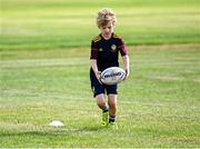 14 July 2025; A participant during a Bank of Ireland Leinster Rugby Summer Camp at Balbriggan RFC in Dublin. Photo by Piaras Ó Mídheach/Sportsfile