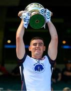 13 July 2025; Chris Mulvihill of New York lifts the cup after the GAA Football All-Ireland Junior Championship final match between New York and London at Croke Park in Dublin. Photo by Ray McManus/Sportsfile
