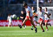 12 July 2025; Jake Mallon, St. Malachy's Primary School, Chapel Lane, Armagh, representing Tyrone, during the GAA INTO Cumann na mBunscol Respect Exhibition Go Games match at the GAA Football All-Ireland Senior Championship semi-final match between Kerry and Tyrone at Croke Park in Dublin. Photo by Piaras Ó Mídheach/Sportsfile