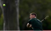 15 July 2025; Owen Farrell plays hurling during a British & Irish Lions squad training session at the Churchie School in Brisbane, Australia. Photo by Brendan Moran/Sportsfile