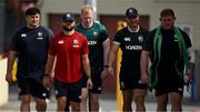 15 July 2025; Players, from left, Thomas Clarkson, Jamison Gibson-Park, Jamie Osborne, James Lowe and Tadhg Furlong arrive for a British & Irish Lions squad training session at the Churchie School in Brisbane, Australia. Photo by Brendan Moran/Sportsfile