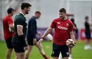 15 July 2025; Assistant coach Richard Wigglesworth, right, with Tom Curry  during a British & Irish Lions squad training session at the Churchie School in Brisbane, Australia. Photo by Brendan Moran/Sportsfile