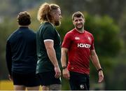 15 July 2025; Assistant coach Richard Wigglesworth, right, and Finlay Bealham during a British & Irish Lions squad training session at the Churchie School in Brisbane, Australia. Photo by Brendan Moran/Sportsfile