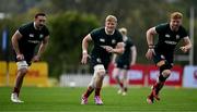 15 July 2025; Bacl row players, from left, Jack Conan, Jac Morgan and Ollie Chessum during a British & Irish Lions squad training session at the Churchie School in Brisbane, Australia. Photo by Brendan Moran/Sportsfile