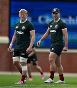 15 July 2025; James Lowe, right, and Jac Morgan during a British & Irish Lions squad training session at the Churchie School in Brisbane, Australia. Photo by Brendan Moran/Sportsfile