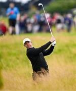 15 July 2025; Rory McIlroy of Northern Ireland watches his shot on the 12th fairway during a practice round at Royal Portrush Golf Club in Portrush, Antrim, ahead of The 153rd Open Championship. Photo by Ramsey Cardy/Sportsfile
