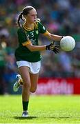 13 July 2025; Ruby Wilson, Solas Chríost National School, Tallaght, Dublin, representing Meath, during the GAA INTO Cumann na mBunscol Respect Exhibition Go Games match at the GAA Football All-Ireland Senior Championship semi-final match between Meath and Donegal at Croke Park in Dublin. Photo by Piaras Ó Mídheach/Sportsfile