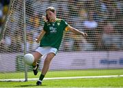 13 July 2025; Sive O'Callaghan, Scoil Naomh Pádraig Girls National School, Ballyroan, Dublin, representing Meath,  during the GAA INTO Cumann na mBunscol Respect Exhibition Go Games match at the GAA Football All-Ireland Senior Championship semi-final match between Meath and Donegal at Croke Park in Dublin. Photo by Piaras Ó Mídheach/Sportsfile