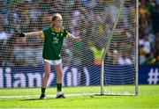 13 July 2025; Leah Ramsbottom, Timahoe National School, Timahoe, Laois, representing Meath, during the GAA INTO Cumann na mBunscol Respect Exhibition Go Games match at the GAA Football All-Ireland Senior Championship semi-final match between Meath and Donegal at Croke Park in Dublin. Photo by Piaras Ó Mídheach/Sportsfile