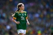 13 July 2025; Sive O'Callaghan, Scoil Naomh Pádraig Girls National School, Ballyroan, Dublin, representing Meath, during the GAA INTO Cumann na mBunscol Respect Exhibition Go Games match at the GAA Football All-Ireland Senior Championship semi-final match between Meath and Donegal at Croke Park in Dublin. Photo by Piaras Ó Mídheach/Sportsfile