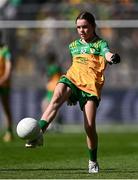 13 July 2025; Kate Donaghy, St. Colmcille's, Claudy, Derry, representing Donegal, during the GAA INTO Cumann na mBunscol Respect Exhibition Go Games match at the GAA Football All-Ireland Senior Championship semi-final match between Meath and Donegal at Croke Park in Dublin. Photo by Piaras Ó Mídheach/Sportsfile