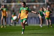 13 July 2025; Kate Donaghy, St. Colmcille's, Claudy, Derry, representing Donegal, during the GAA INTO Cumann na mBunscol Respect Exhibition Go Games match at the GAA Football All-Ireland Senior Championship semi-final match between Meath and Donegal at Croke Park in Dublin. Photo by Piaras Ó Mídheach/Sportsfile