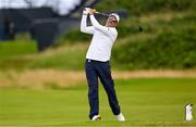15 July 2025; Phil Mickelson of USA watches his shot on the 12th fairway during a practice round at Royal Portrush Golf Club in Portrush, Antrim, ahead of The 153rd Open Championship. Photo by Ramsey Cardy/Sportsfile