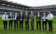 15 July 2025; Uachtarán Chumann Lúthchleas Gael Jarlath Burns, fourth from right, with attendees, from left, national hurling referee Chris Mooney, chairperson of national refereees development commitee John Devaney, Ulster University programme creator, Dr. Noel Brick, GAA national match officials manager Donal Smyth, Research Director School of Psychology Queens University, Belfast, Dr. Gavin Breslin, Senior Lecturer, School of Sport & Excercise Sciences, Ulster University, Dr. Stephen Shannon, Ulster University PhD student Tom Lishman, and national football referee Sean Hurson, pictured at the launch of GAA Refwell, a new wellness and support programme for Gaelic games referees at Croke Park in Dublin. Photo by Tyler Miller/Sportsfile