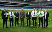 15 July 2025; Uachtarán Chumann Lúthchleas Gael Jarlath Burns, fourth from left, with attendees, from left, GAA national match officials manager Donal Smyth, national hurling referee Chris Mooney, chairperson of national refereees development commitee  John Devaney,  Ulster University programme creator, Dr. Noel Brick,national football referee Sean Hurson, GAA National Match Officials Administrator Aaron Douglas, and Ulster University PhD student Tom Lishman,  pictured at the launch of GAA Refwell, a new wellness and support programme for Gaelic games referees at Croke Park in Dublin. Photo by Tyler Miller/Sportsfile
