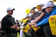 15 July 2025; Rory McIlroy of Northern Ireland with supporters during a practice round at Royal Portrush Golf Club in Portrush, Antrim, ahead of The 153rd Open Championship. Photo by Ramsey Cardy/Sportsfile