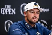 15 July 2025; Bryson DeChambeau of USA during a media conference after a practice round at Royal Portrush Golf Club in Portrush, Antrim, ahead of The 153rd Open Championship. Photo by Ramsey Cardy/Sportsfile