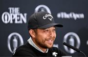 15 July 2025; Xander Schauffele of USA during a media conference after a practice round at Royal Portrush Golf Club in Portrush, Antrim, ahead of The 153rd Open Championship. Photo by Ramsey Cardy/Sportsfile