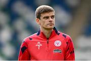 15 July 2025; Sean Gannon during a Shelbourne training session at Clearer Twist National Football Stadium at Windsor Park in Belfast. Photo by Stephen McCarthy/Sportsfile