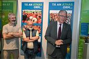 15 July 2025; Uachtarán Chumann Lúthchleas Gael Jarlath Burns, right, addresses attendees at the launch of the GAA Museum’s photographic exhibition, Capturing the Magic of All-Ireland Final Day, held at the Cusack Stand in Croke Park, Dublin. Photo by Sam Barnes/Sportsfile