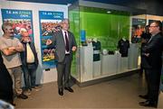 15 July 2025; Uachtarán Chumann Lúthchleas Gael Jarlath Burns addresses attendees at the launch of the GAA Museum’s photographic exhibition, Capturing the Magic of All-Ireland Final Day, held at the Cusack Stand in Croke Park, Dublin. Photo by Sam Barnes/Sportsfile