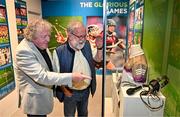 15 July 2025; Croke Park stadium announcer Jerry Grogan, right, and Peter Grogan in attendance at the launch of the GAA Museum’s photographic exhibition, Capturing the Magic of All-Ireland Final Day, held at the Cusack Stand in Croke Park, Dublin. Photo by Sam Barnes/Sportsfile