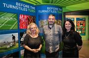 15 July 2025; In attendance at the launch of the GAA Museum’s photographic exhibition, Capturing the Magic of All-Ireland Final Day are, from left, Croke Park Museum Events, Education & Retail Manager Julianne McKeigue, Croke Park Museum Archivist Adam Staunton and GAA Museum Director Niamh McCoy, at Croke Park, Dublin. Photo by Sam Barnes/Sportsfile