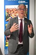 15 July 2025; Uachtarán Chumann Lúthchleas Gael Jarlath Burns addresses attendees at the launch of the GAA Museum’s photographic exhibition, Capturing the Magic of All-Ireland Final Day, held at the Cusack Stand in Croke Park, Dublin. Photo by Sam Barnes/Sportsfile