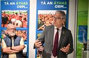 15 July 2025; Uachtarán Chumann Lúthchleas Gael Jarlath Burns addresses attendees at the launch of the GAA Museum’s photographic exhibition, Capturing the Magic of All-Ireland Final Day, held at the Cusack Stand in Croke Park, Dublin. Photo by Sam Barnes/Sportsfile