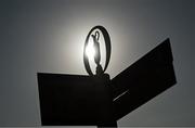 16 July 2025; A general view of The Open logo on a sign during a practice round at Royal Portrush Golf Club in Portrush, Antrim, ahead of The 153rd Open Championship. Photo by Ramsey Cardy/Sportsfile