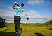 16 July 2025; Padraig Harrington of Ireland watches his tee shot on the seventh hole during a practice round at Royal Portrush Golf Club in Portrush, Antrim, ahead of The 153rd Open Championship. Photo by Ramsey Cardy/Sportsfile
