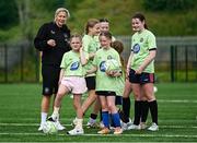 16 July 2025; Republic of Ireland WNT head coach Carla Ward visits the MiWadi FAI Football Camp at Leixlip United in Collinstown, Kildare. Photo by Piaras Ó Mídheach/Sportsfile