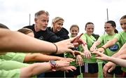 16 July 2025; Republic of Ireland WNT head coach Carla Ward and Republic of Ireland WNT assistant head coach Alan Mahon with players on a visit to the MiWadi FAI Football Camp at Leixlip United in Collinstown, Kildare. Photo by Piaras Ó Mídheach/Sportsfile