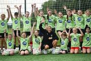 16 July 2025; Republic of Ireland WNT head coach Carla Ward visits the MiWadi FAI Football Camp at Leixlip United in Collinstown, Kildare. Photo by Piaras Ó Mídheach/Sportsfile