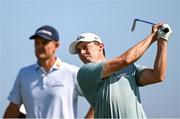 16 July 2025; Matt Fitzpatrick, right, and Justin Rose of England during a practice round at Royal Portrush Golf Club in Portrush, Antrim, ahead of The 153rd Open Championship. Photo by Ramsey Cardy/Sportsfile