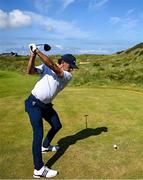 16 July 2025; Marco Penge of England plays his tee shot on the seventh hole during a practice round at Royal Portrush Golf Club in Portrush, Antrim, ahead of The 153rd Open Championship. Photo by Ramsey Cardy/Sportsfile