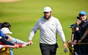 16 July 2025; Scottie Scheffler of USA with supporters during a practice round at Royal Portrush Golf Club in Portrush, Antrim, ahead of The 153rd Open Championship. Photo by David Fitzgerald/Sportsfile
