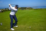 16 July 2025; Jordan Smith of England plays his tee shot on the fifth hole during a practice round at Royal Portrush Golf Club in Portrush, Antrim, ahead of The 153rd Open Championship. Photo by Ramsey Cardy/Sportsfile