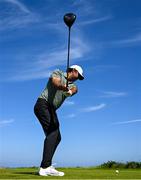 16 July 2025; Brooks Koepka of USA plays his tee shot on the fifth hole during a practice round at Royal Portrush Golf Club in Portrush, Antrim, ahead of The 153rd Open Championship. Photo by Ramsey Cardy/Sportsfile