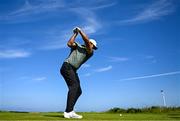 16 July 2025; Brooks Koepka of USA plays his tee shot on the fifth hole during a practice round at Royal Portrush Golf Club in Portrush, Antrim, ahead of The 153rd Open Championship. Photo by Ramsey Cardy/Sportsfile