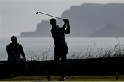 16 July 2025; Padraig Harrington of Ireland watches his tee shot on the sixth hole during a practice round at Royal Portrush Golf Club in Portrush, Antrim, ahead of The 153rd Open Championship. Photo by Ramsey Cardy/Sportsfile