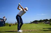 16 July 2025; Rory McIlroy of Northern Ireland plays his tee shot during a practice round at Royal Portrush Golf Club in Portrush, Antrim, ahead of The 153rd Open Championship. Photo by Ramsey Cardy/Sportsfile