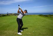 16 July 2025; Christiaan Bezuidenhout of South Africa plays his tee shot on the fifth hole during a practice round at Royal Portrush Golf Club in Portrush, Antrim, ahead of The 153rd Open Championship. Photo by Ramsey Cardy/Sportsfile