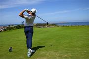 16 July 2025; Rory McIlroy of Northern Ireland plays his tee shot on the fifth hole during a practice round at Royal Portrush Golf Club in Portrush, Antrim, ahead of The 153rd Open Championship. Photo by Ramsey Cardy/Sportsfile