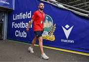 16 July 2025; Mark Coyle of Shelbourne walks out of the tunnel before the UEFA Champions League First Qualifying Round second leg match between Linfield and Shelbourne at Clearer Twist National Football Stadium at Windsor Park in Belfast. Photo by Stephen McCarthy/Sportsfile