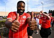 16 July 2025; Shelbourne supporters arrive before the UEFA Champions League First Qualifying Round second leg match between Linfield and Shelbourne at Clearer Twist National Football Stadium at Windsor Park in Belfast. Photo by Ben McShane/Sportsfile